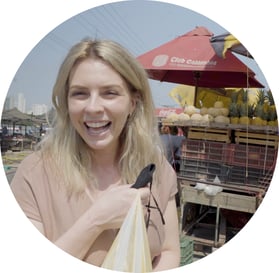 Rachel smiling at Mercado Bazurto